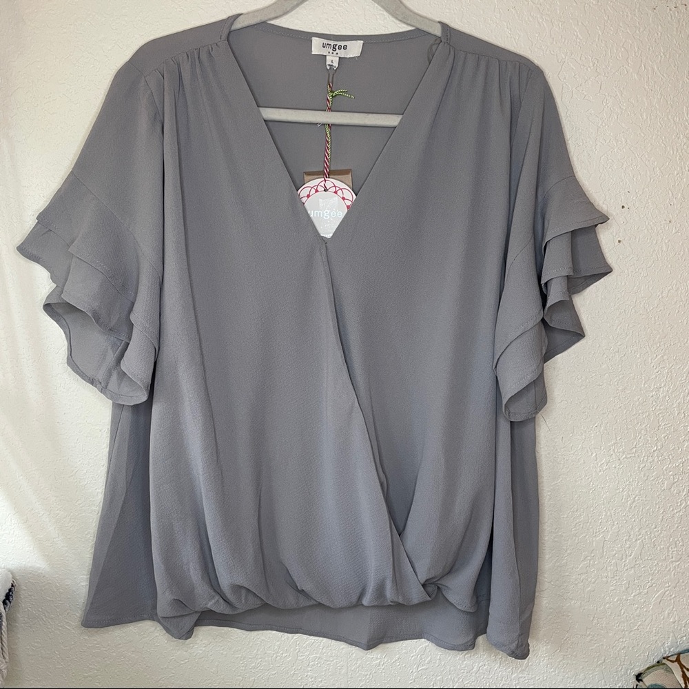 Umgee Layered Ruffle Sleeve Blouse